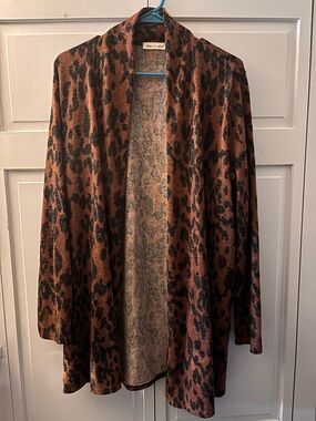 Love + Label Brown Leopard Open-Front Cardigan